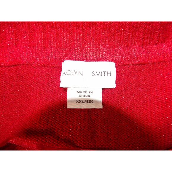 Vtg Jaclyn Smith XXL Sweater Cowl Neck Red Cable Knit Sparkly 90s Holiday Festiv - Picture 7 of 14